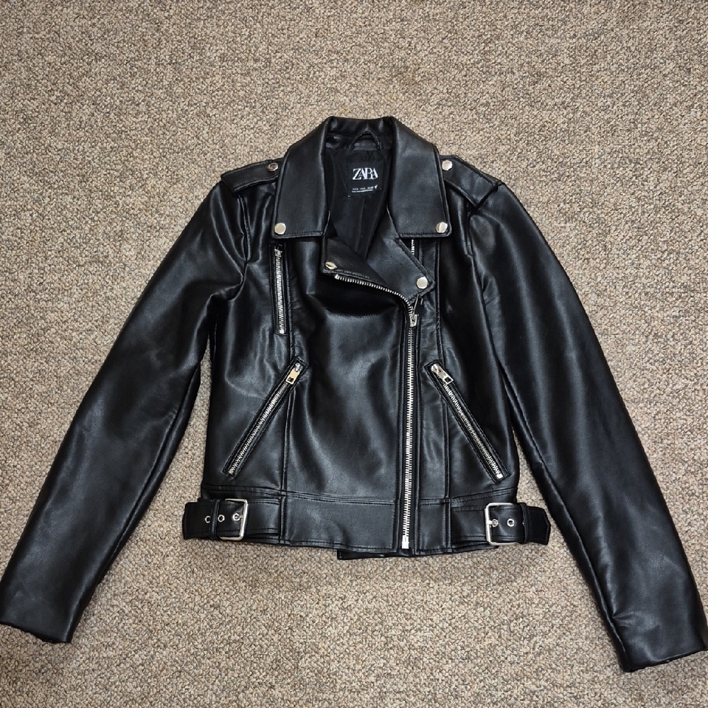 Zara Women's Black Faux Leather Jacket Size Small NWOT